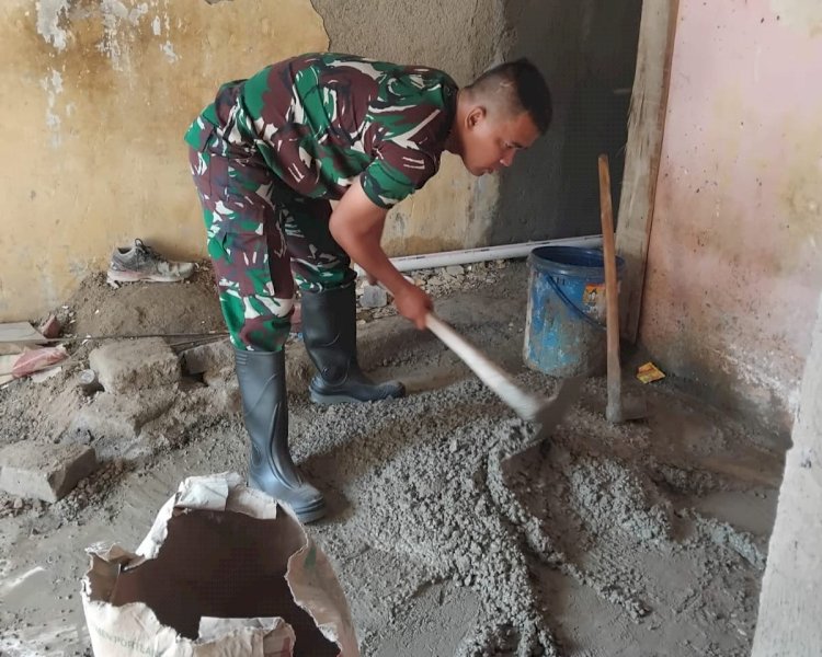 Semangat Anggota Satgas TMMD Ke-124 Kodim 0508/Depok di Hari Ketujuh Mengerjakan Pembangunan Fisik