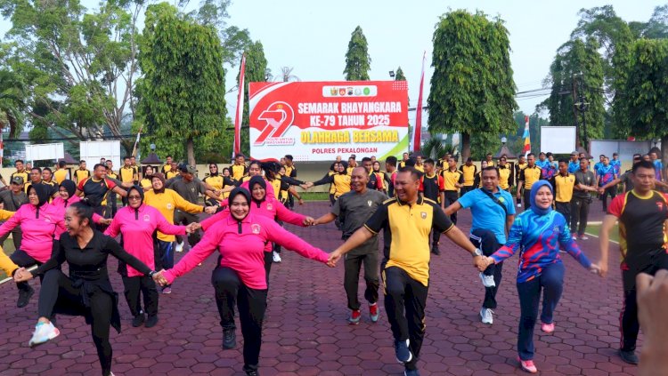 Semarakkan Hari Bhayangkara Ke-79, TNI-Polri dan Instansi Pemerintahan di Kabupaten Pekalongan Gelar Olahraga Bersama
